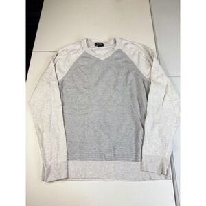 Alfani Men's Sweater Gray Striped V Neck Long Sleeve‎ Casual Knit Pullover